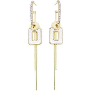 White 05 Gold Plated Dangle Drop Geometric Statement Jewelry for Women Teen